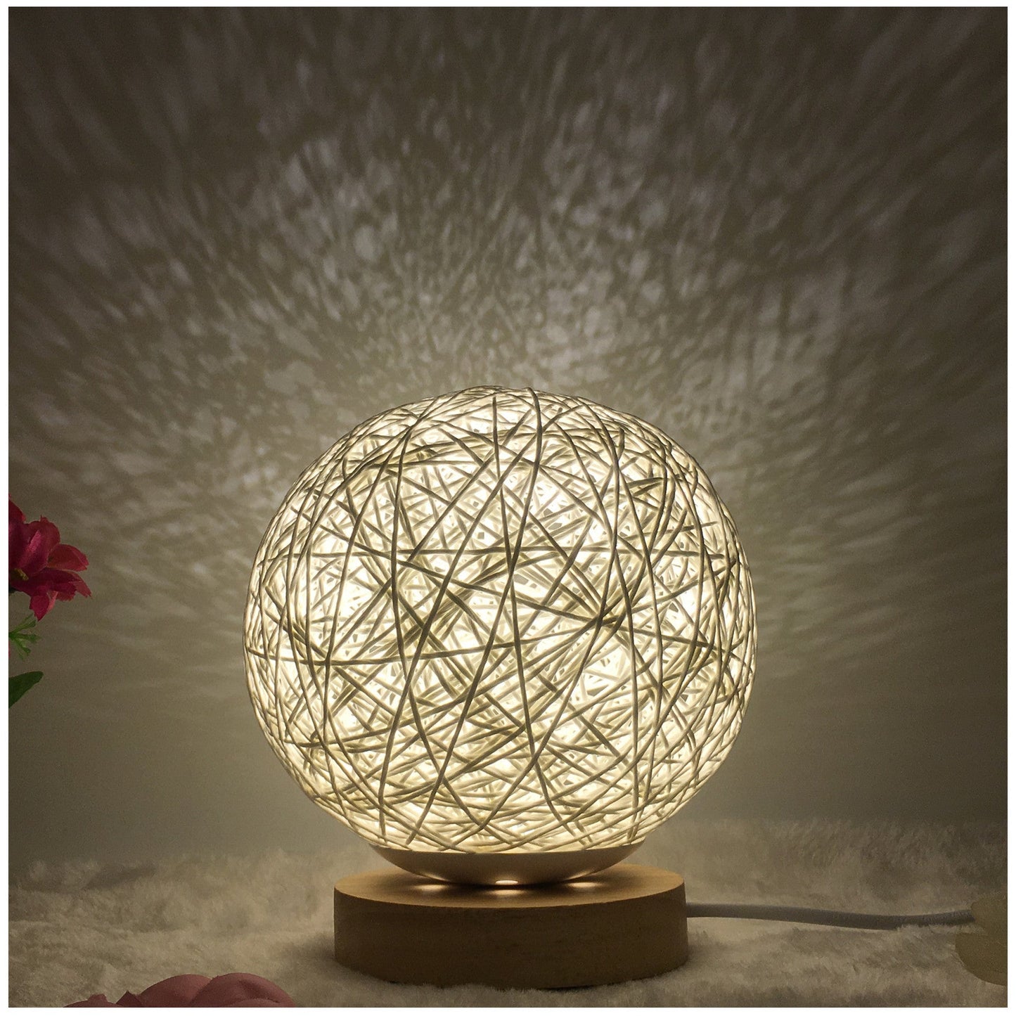 Creative Linen Table Lamp Novel and Unique LED Intelligent Rattan Ball Lamp COMFYAPPLI