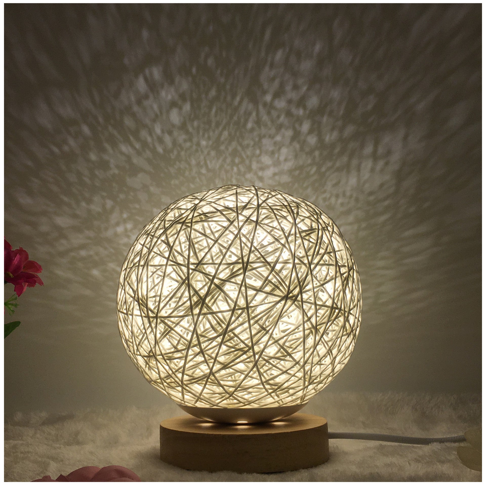 Creative Linen Table Lamp Novel and Unique LED Intelligent Rattan Ball Lamp COMFYAPPLI