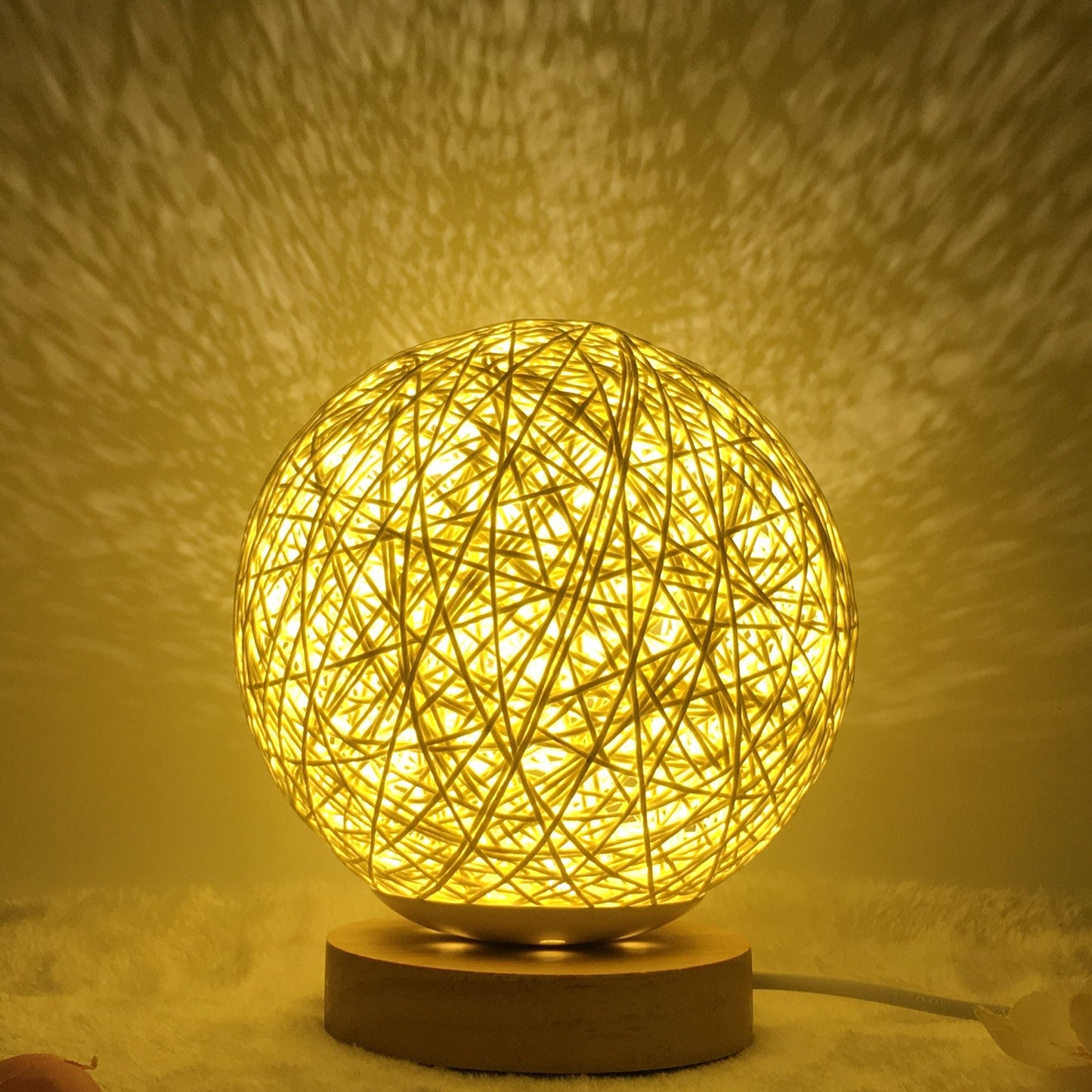 Creative Linen Table Lamp Novel and Unique LED Intelligent Rattan Ball Lamp COMFYAPPLI