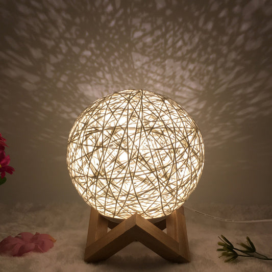 Creative Linen Table Lamp Novel and Unique LED Intelligent Rattan Ball Lamp COMFYAPPLI